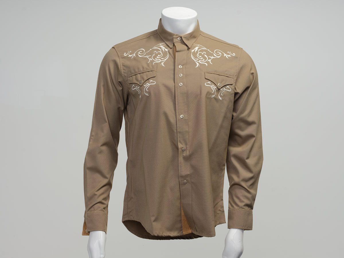 Men's Western Shirt | GARIGOL - Khaki/Beige