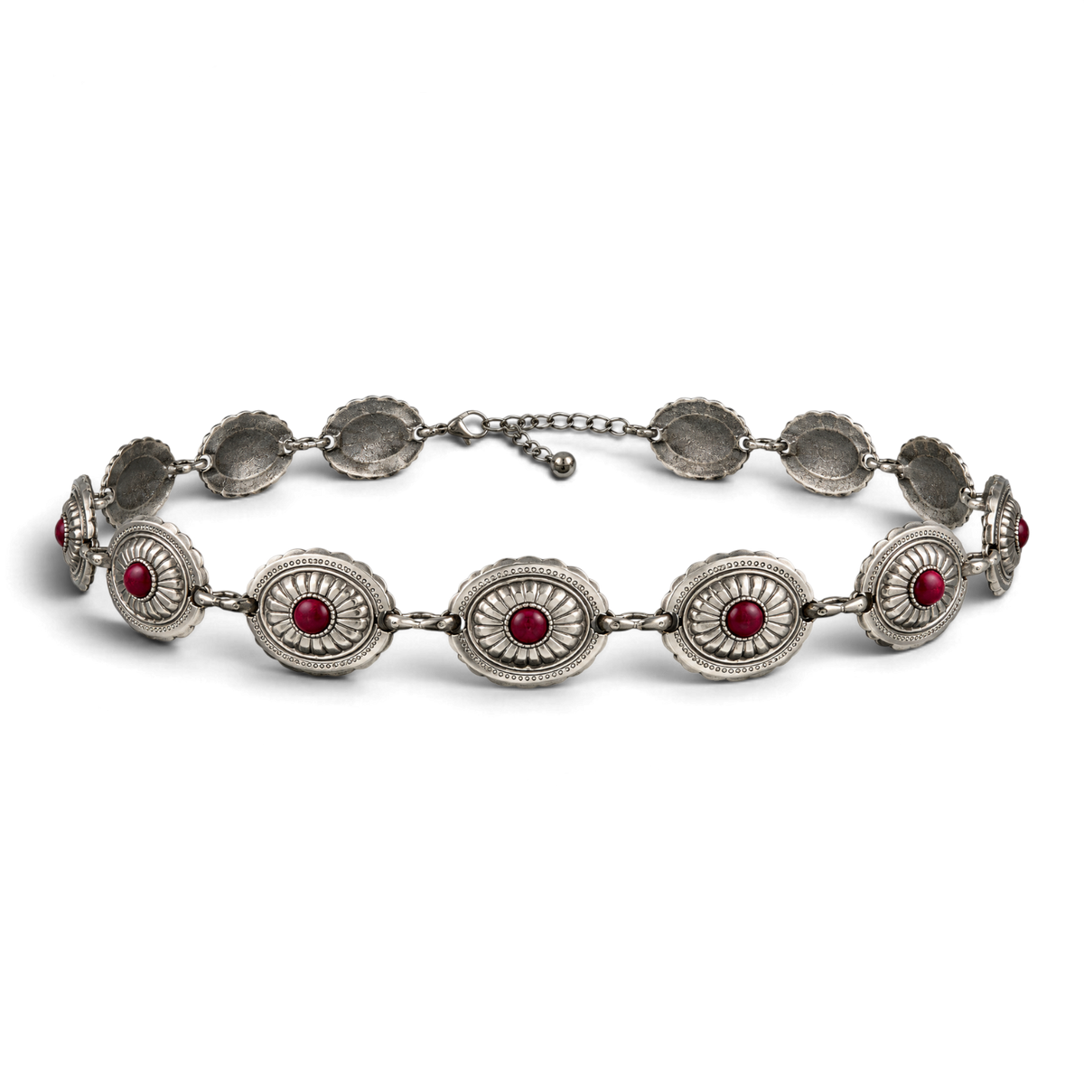 3D CHAIN HATBAND 1" CONCHO STONE PINK