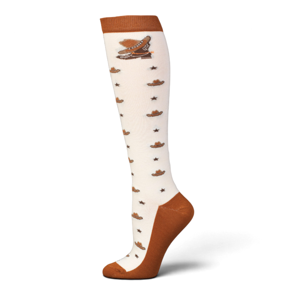 BOOT DOCTOR WOMENS SOCKS OVER THE CALF COWBOY HATS CREAM