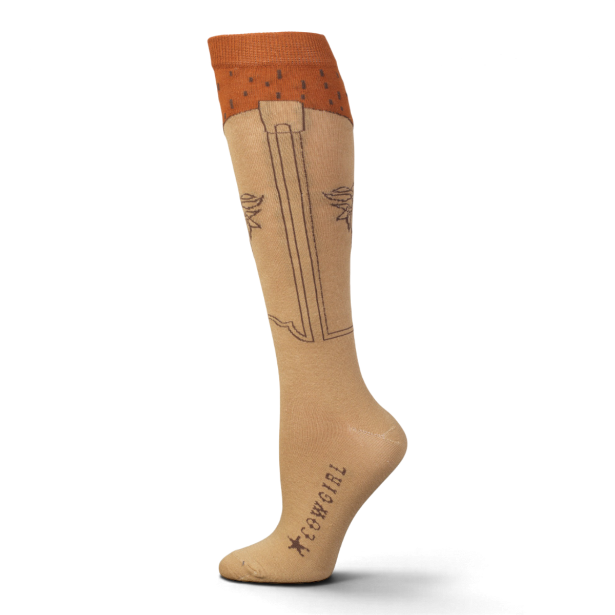 BOOT DOCTOR WOMENS SOCKS OVER THE CALF BOOT STITCH TAN
