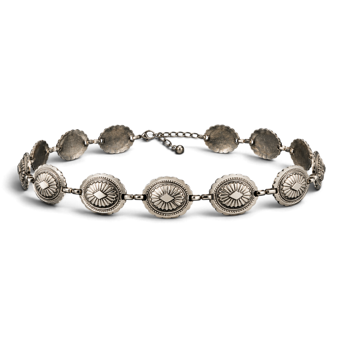 3D WESTERN HATBAND 1" CONCHOS SILVER