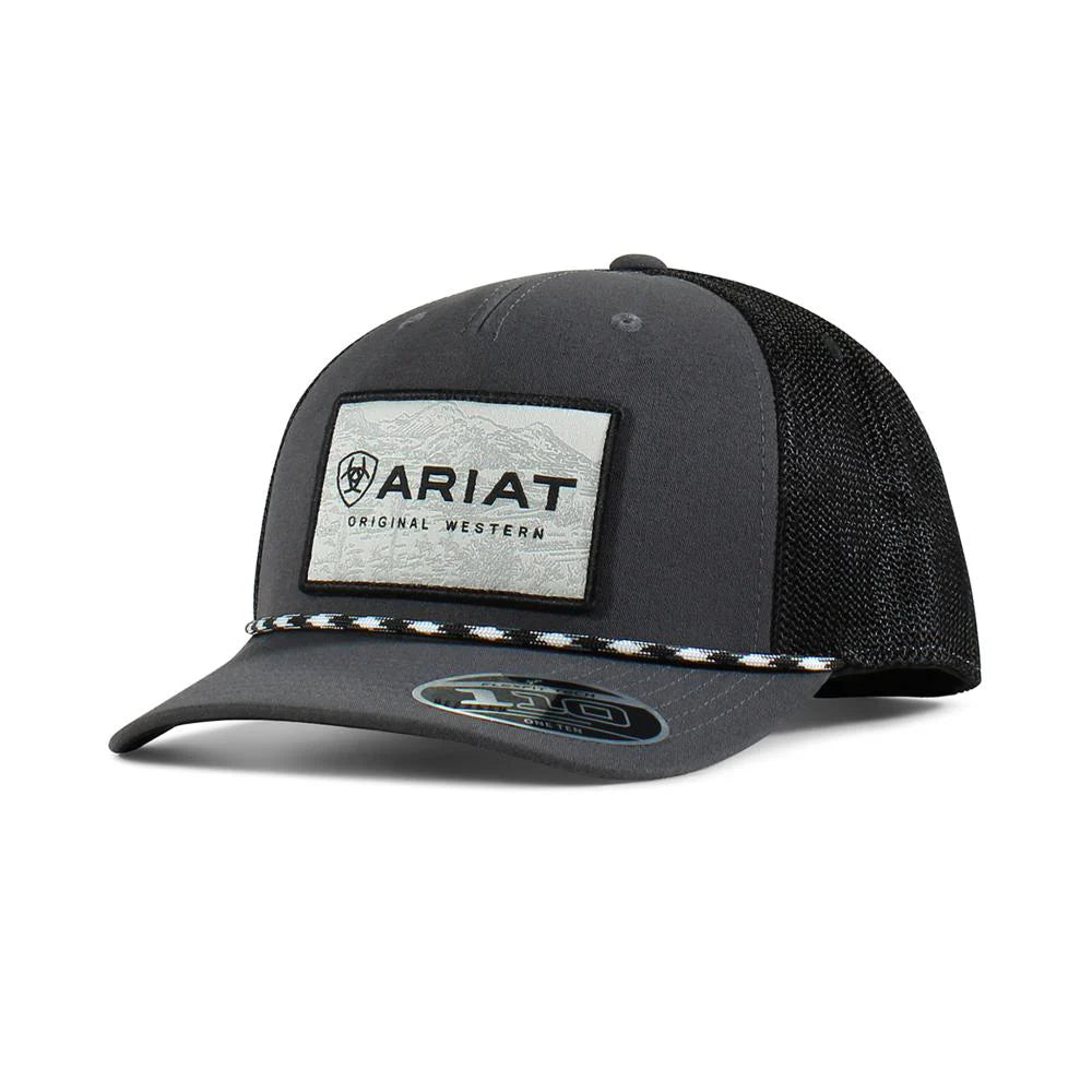 ARIAT MENS SNAP BACK FLEXFIT 110 PATCH ROPE BLACK