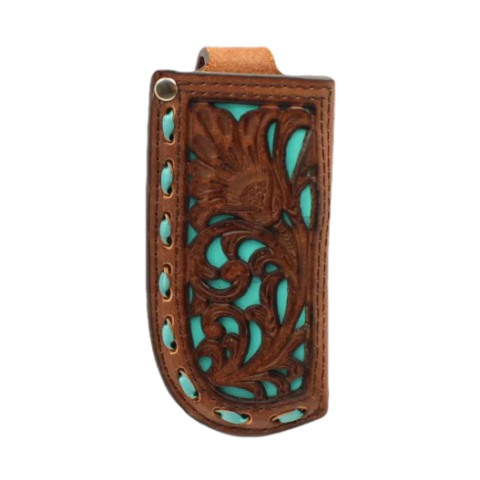 Nocona Men's Turquoise & Brown Leather Knife Sheath