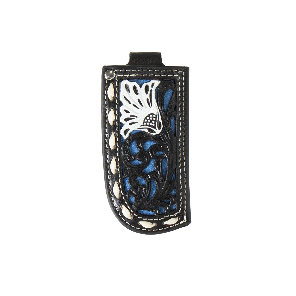 NOCONA KNIFE SHEATH FLORAL FILIGREE SUEDE UNDERLAY BLACK