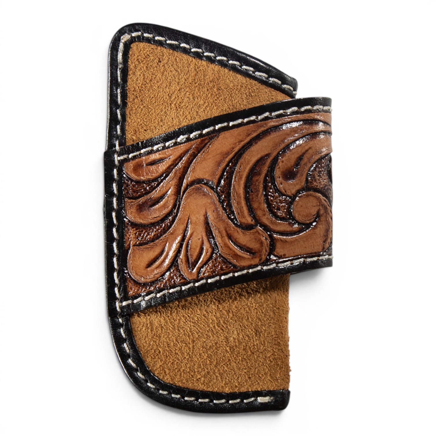 Nocona Tan Roughout Floral Scroll Leather Knife Sheath 1807202
