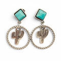 Western Style Cactus Pendant Post Earrings - WJ: Cactus