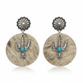 Western Style Cactus Animal Skin Double Charm Earrings - WJ: 6