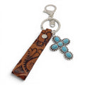 Leather Western Style Turquoise Pendant Keychains  - WJ: 3#