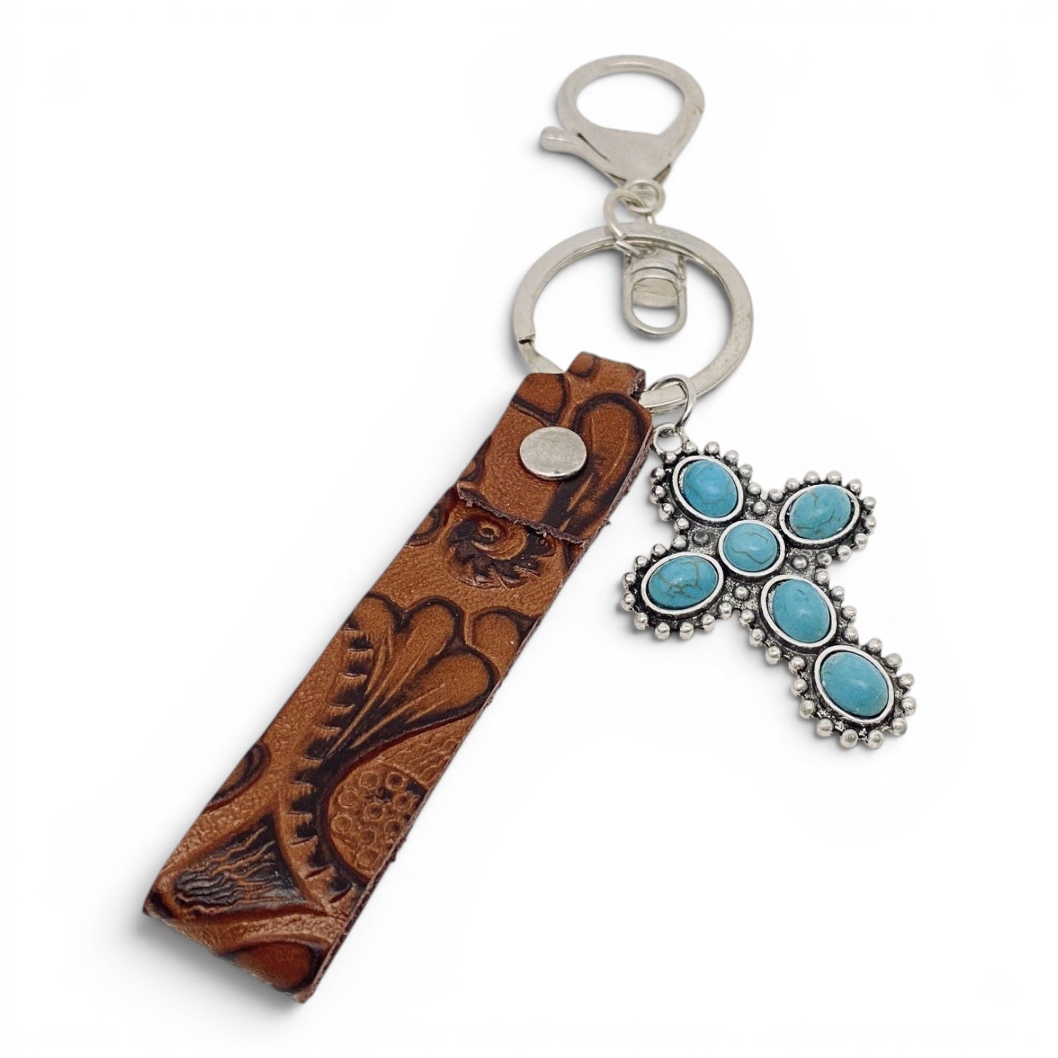 Leather Western Style Turquoise Pendant Keychains  - WJ: 3#