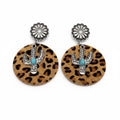 Western Style Cactus Animal Skin Double Charm Earrings - WJ: 2