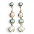 BLAZIN ROXX LADIES EARRINGS WHITE TURQUOISE STONES