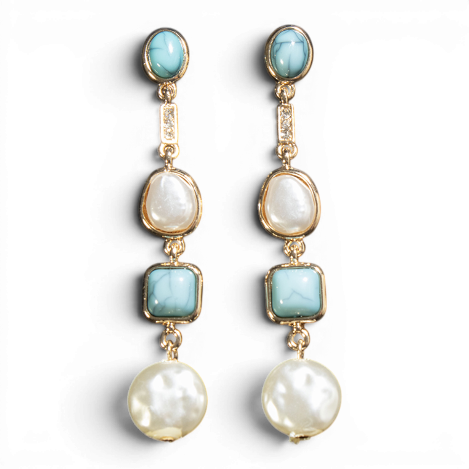 BLAZIN ROXX LADIES EARRINGS WHITE TURQUOISE STONES