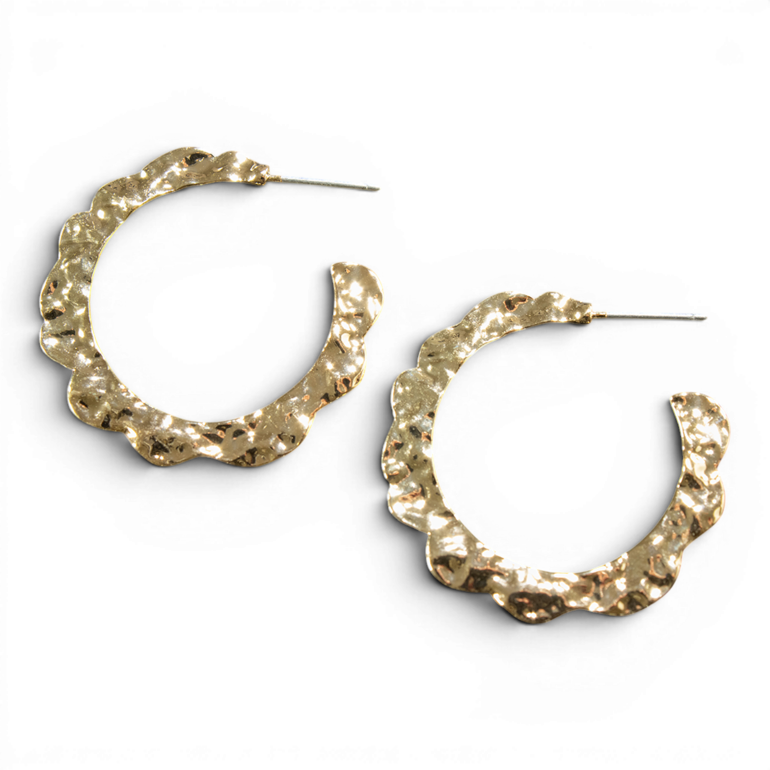 BLAZIN ROXX LADIES EARRINGS HAMMERED HOOPS GOLD