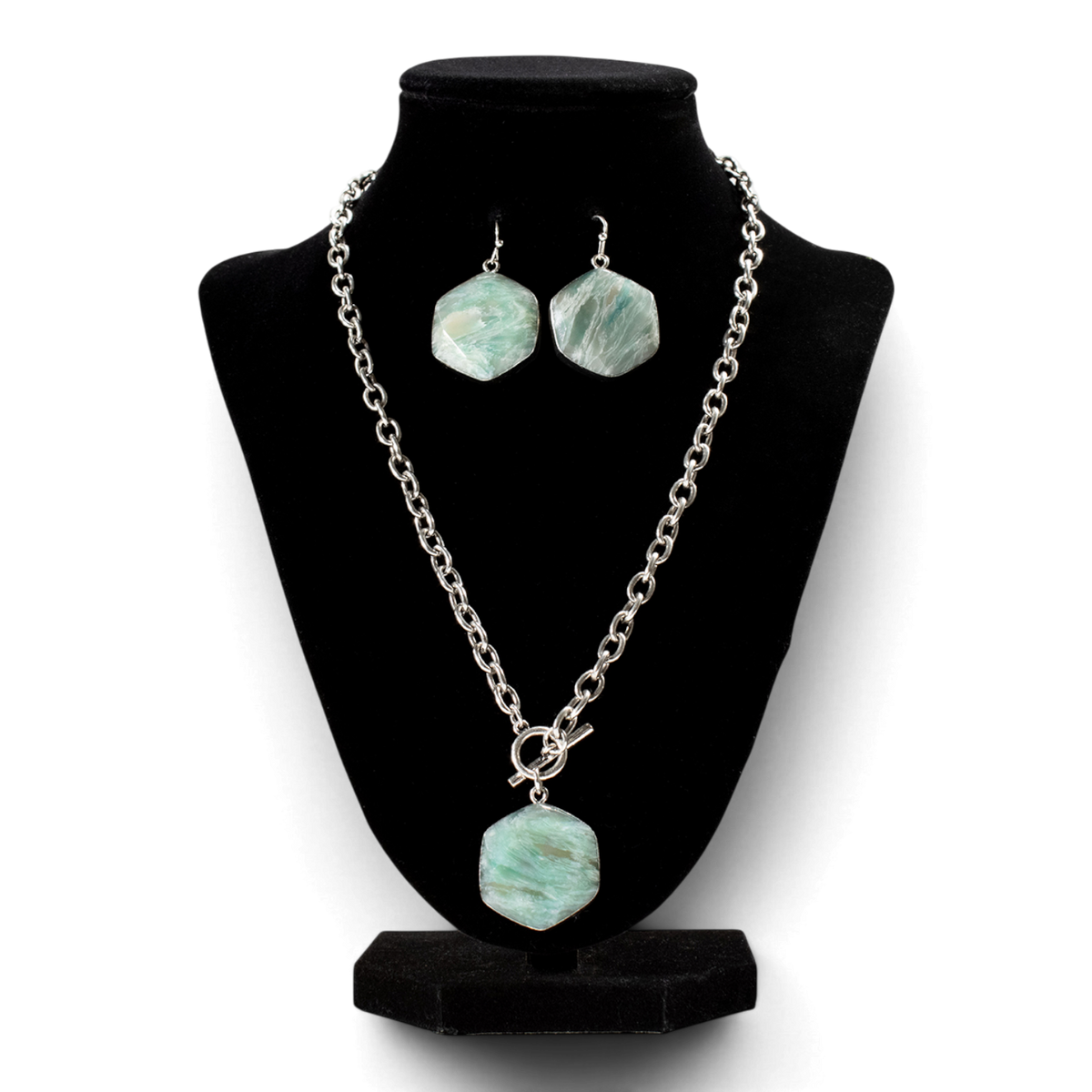 BLAZIN ROXX NECKLACE AND EARRING SET TURQUOISE STONE