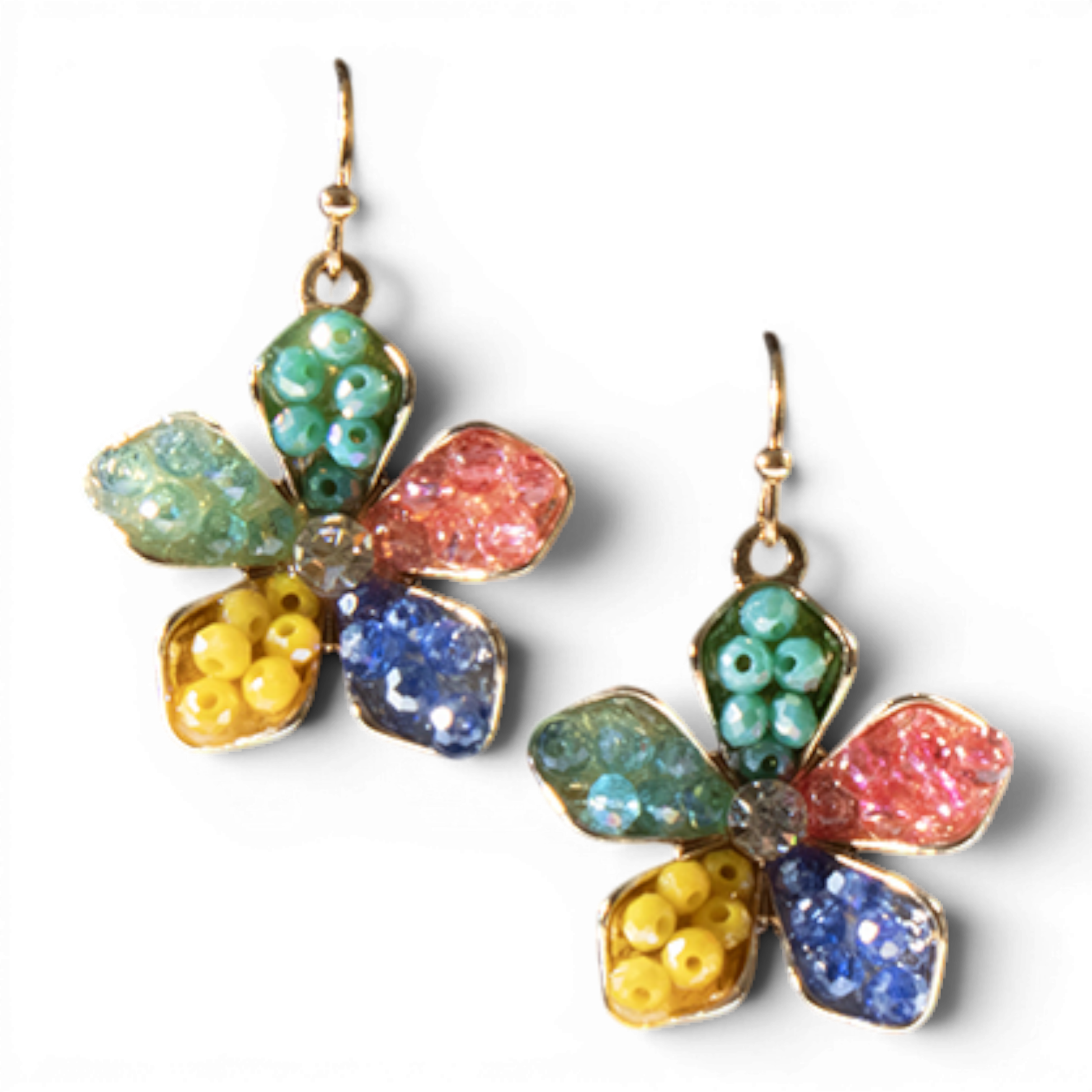 BLAZIN ROXX EARRINGS BEADED FLOWERS MULTI COLOR