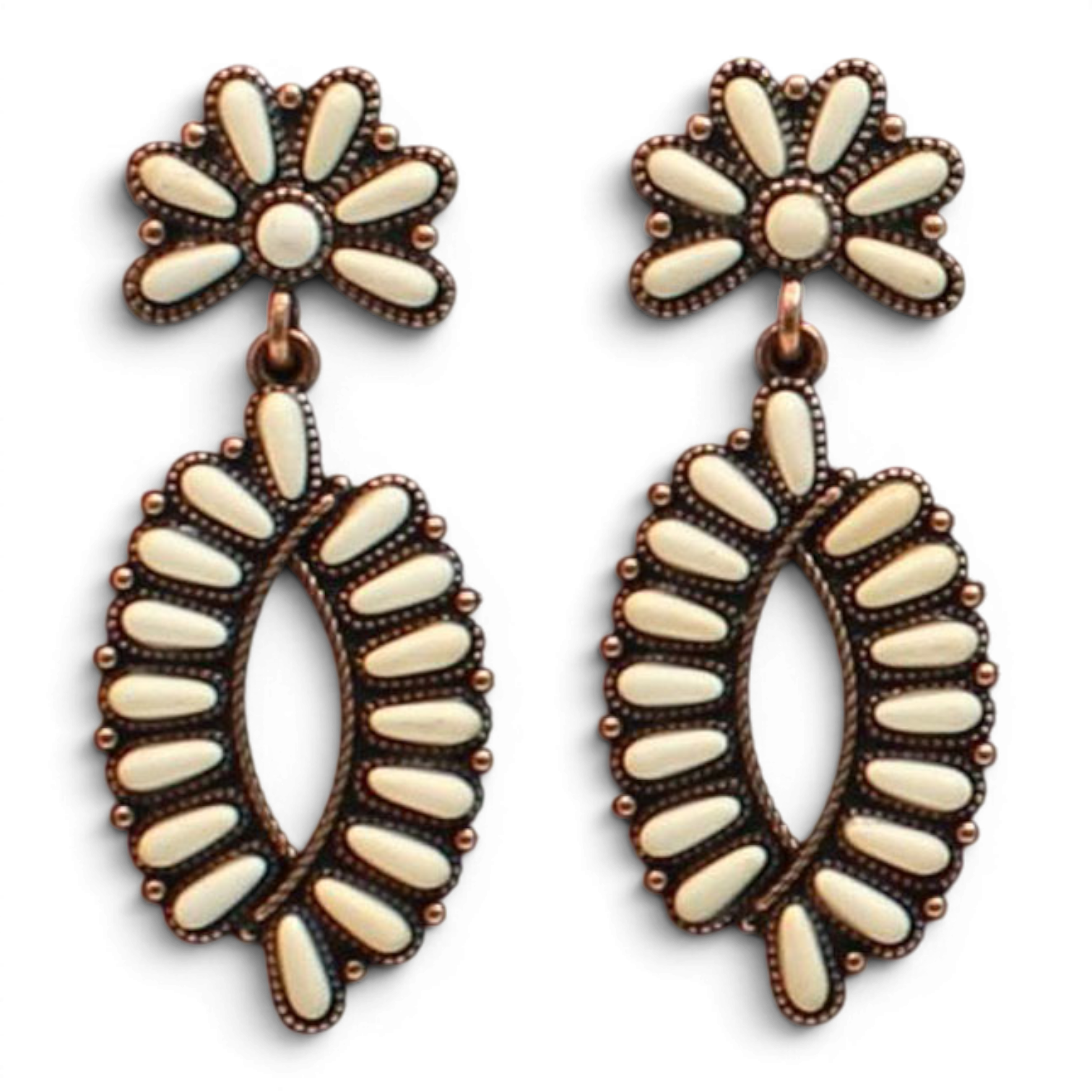 BLAZIN ROXX EARRINGS IVORY STONE COPPER