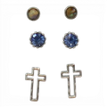 BLAZIN ROXX EARRINGS SET CROSS STUDS MULTICOLOR
