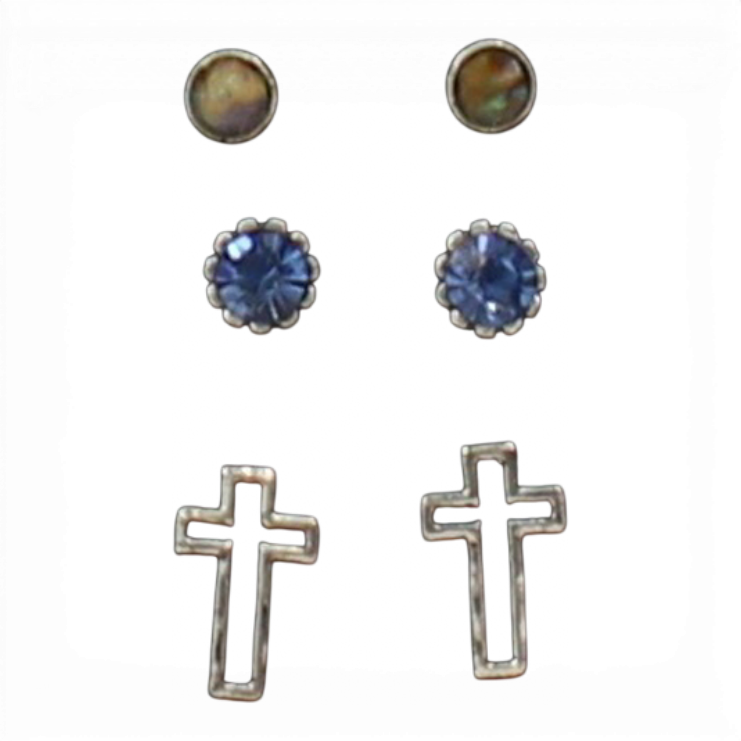 BLAZIN ROXX EARRINGS SET CROSS STUDS MULTICOLOR