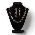 BLAZIN ROXX LADIES EARRING AND NECKLACE SET HAMMERED METAL SILVER