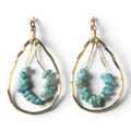 BLAZIN ROXX TURQUOISE STONE TEAR DROP EARRINGS, GOLD