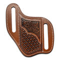 3D KNIFE SHEATH BASKET WEAVE FLORAL OVERLAY TAN