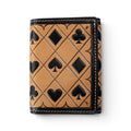 3D MENS TRIFOLD WALLET CARD SUITS BROWN