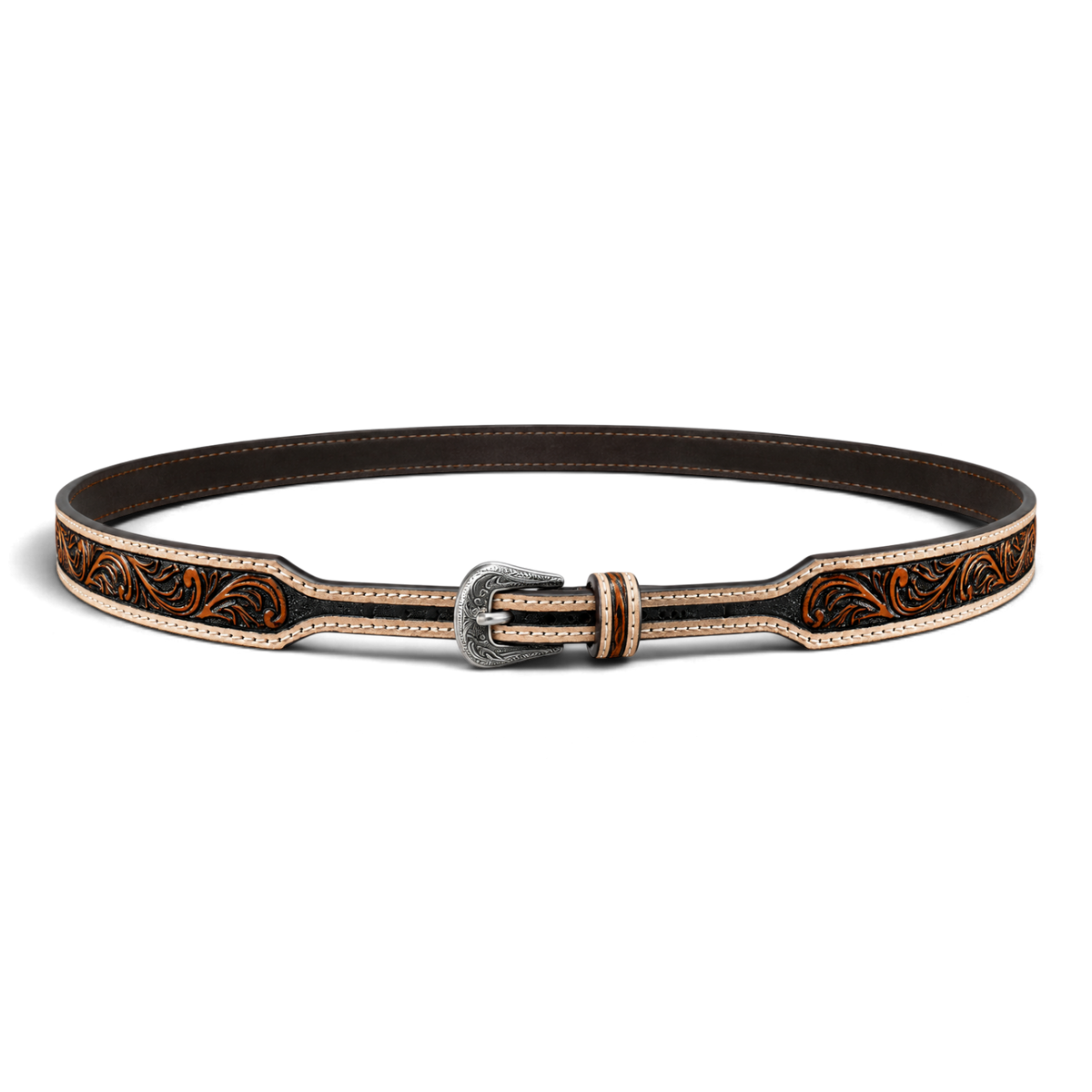 3D HATBAND 3/4-1/2 SCROLLING EMBOSSED BROWN