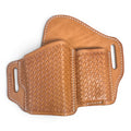 Tan Basket Weave Tooled Leather OWB Gun Holster