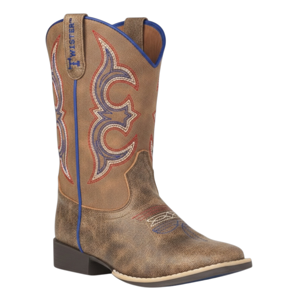 Twister Western Boots Boys Cowboy Bennett Stitching Pull Holes