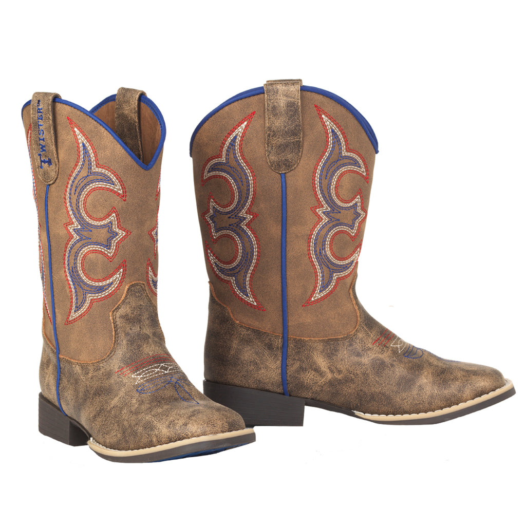 Twister Western Boots Boys Cowboy Bennett Stitching Pull Holes