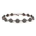 3D HATBAND 1" WHITE STONE CROSS