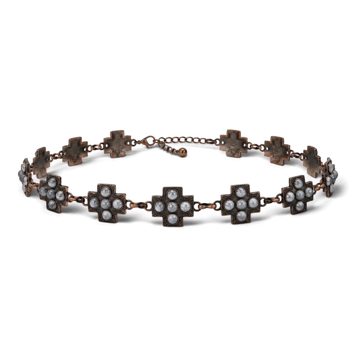 3D HATBAND 1" WHITE STONE CROSS