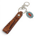 Leather Western Style Turquoise Pendant Keychains  - WJ: 2#