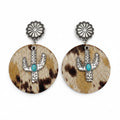 Western Style Cactus Animal Skin Double Charm Earrings - WJ: 3
