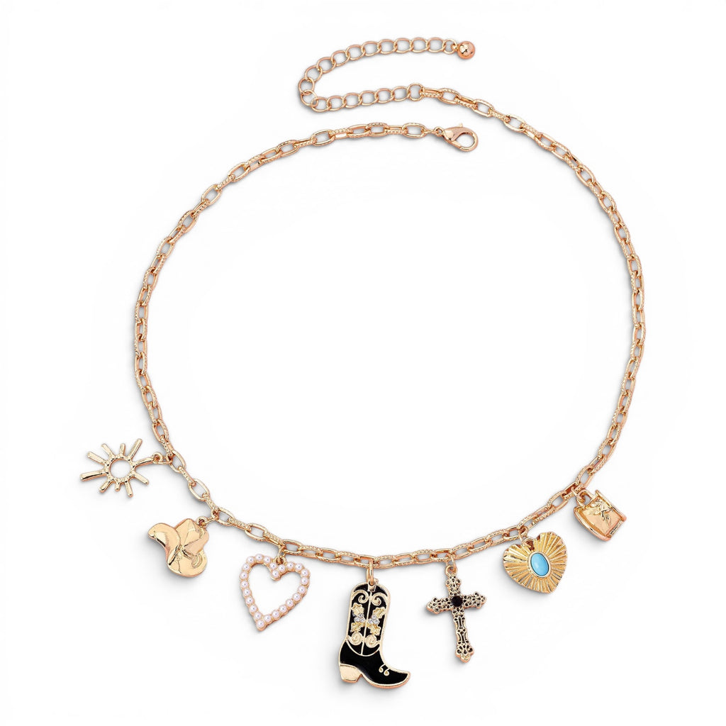 Western Charm Necklace - Boot cross heart | 80N92712: GOLD