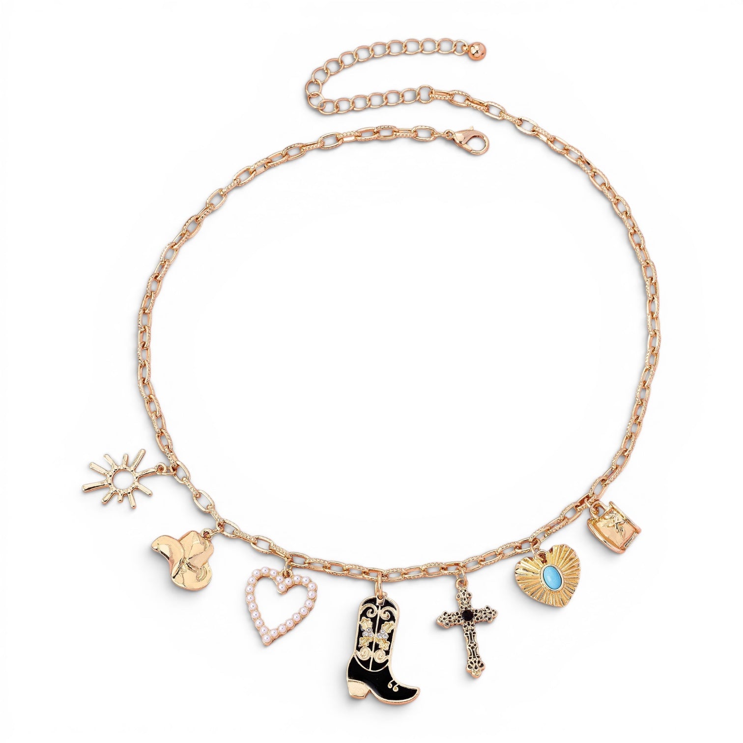 Western Charm Necklace - Boot cross heart | 80N92712: GOLD