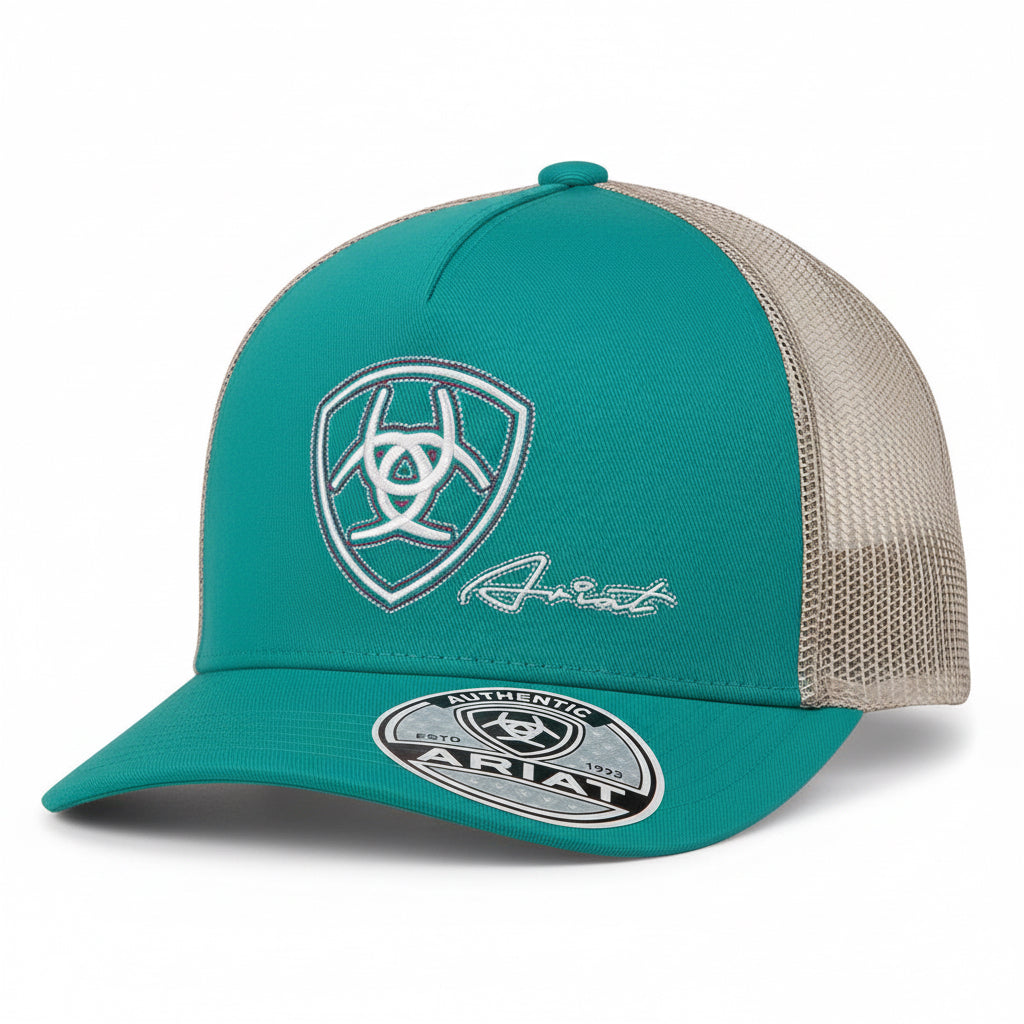 ARIAT LADIES CAP SNAP BACK SHIELD EMBROIDERED TURQUOISE