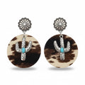 Western Style Cactus Animal Skin Double Charm Earrings - WJ: 4