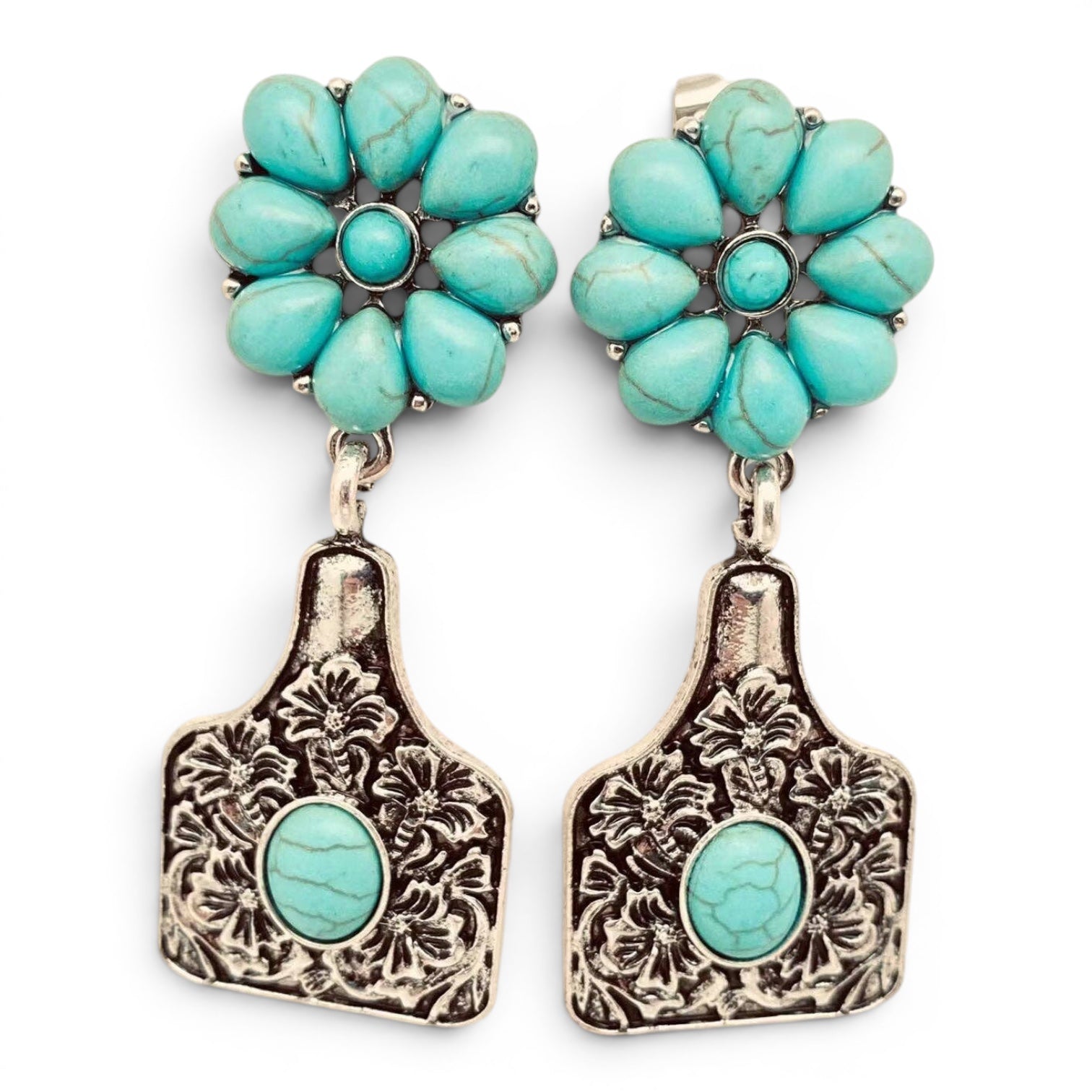 Western Style Cattle Tag Post Earrings - WJ