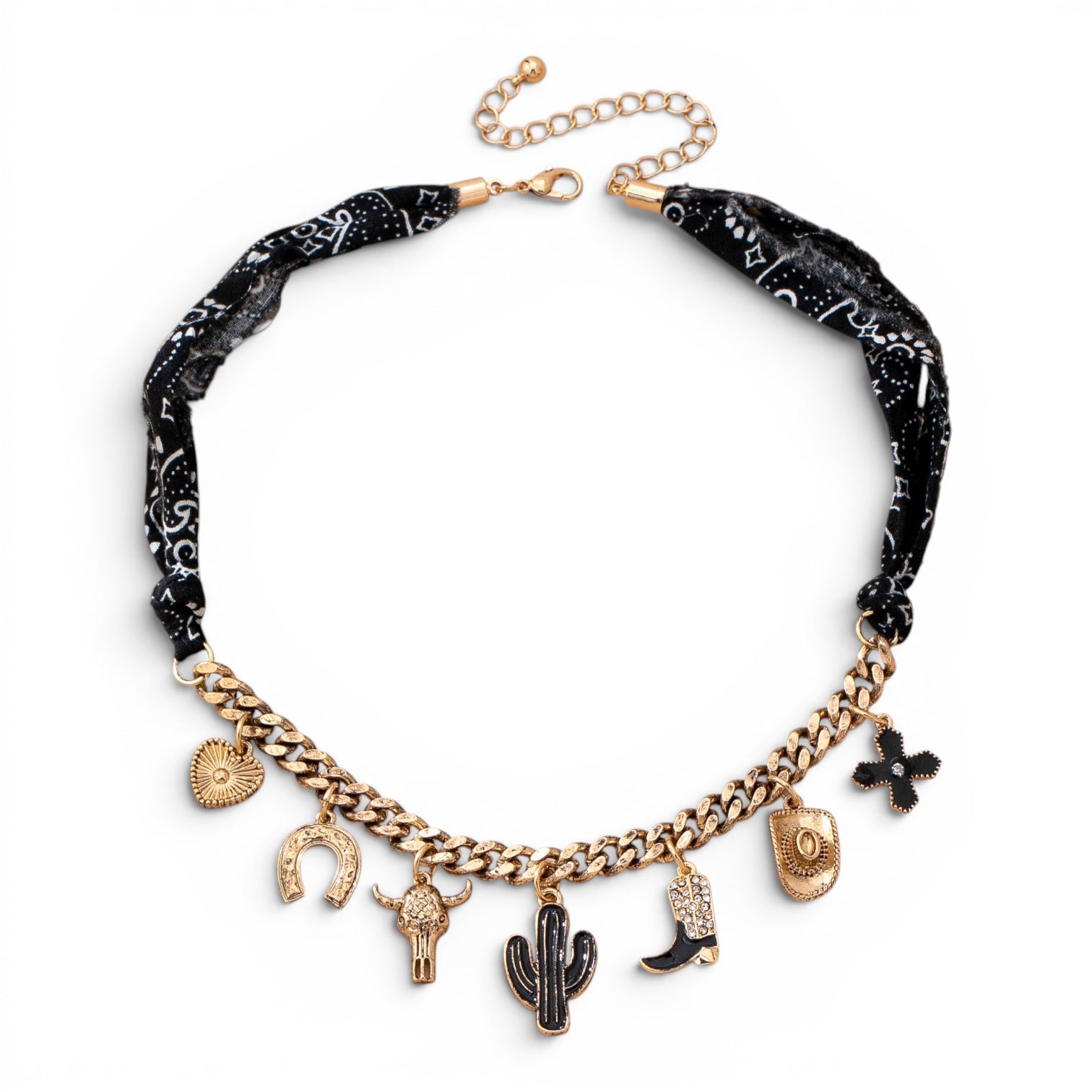 CHARM ANIMAL SCARF NECKLACE-WESTERN CROSS BOOT HAT |80N92703: GOLD