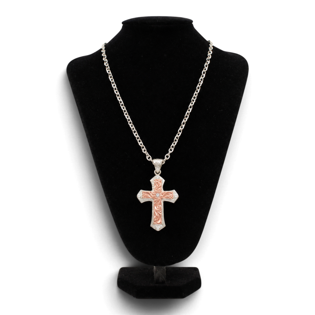SLVR & COPPER CROSS W/ ENGRAVE