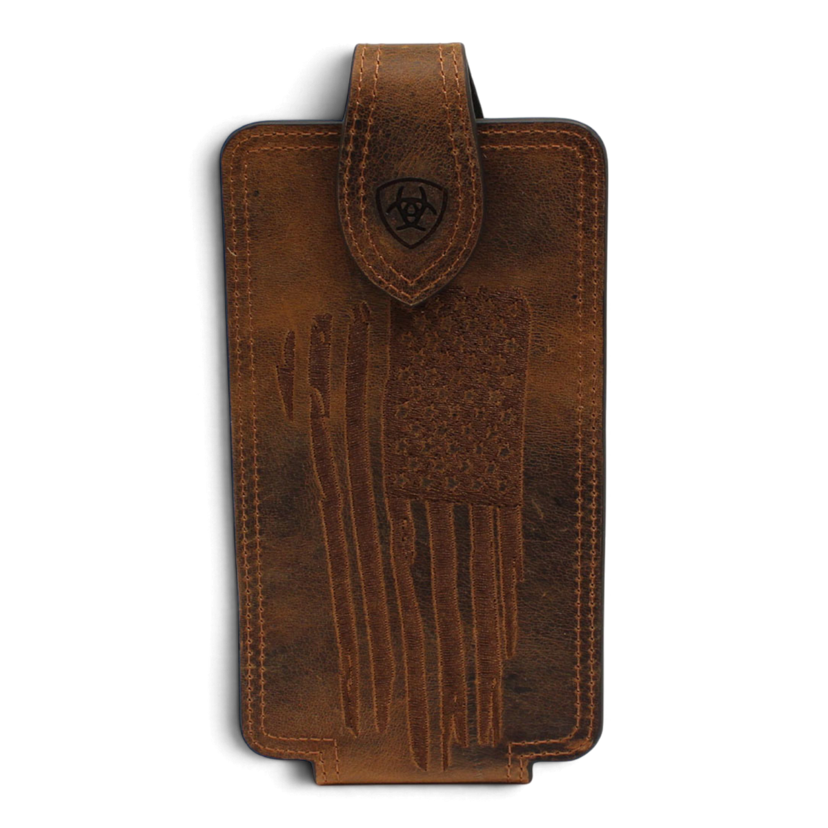 ARIAT CELL CASE STITCHED USA FLAG BROWN LARGE