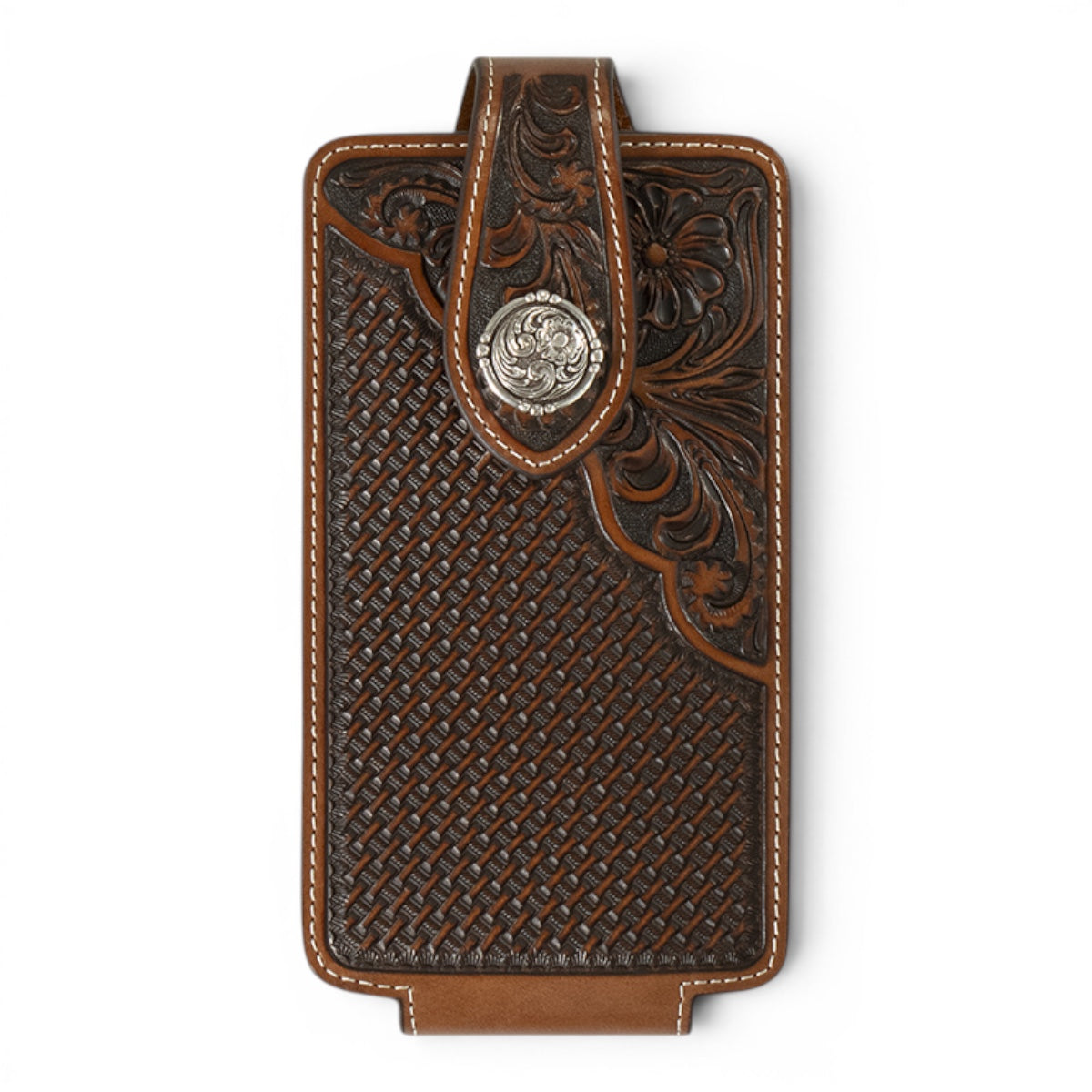 Ariat Basket Weave Floral Scroll Leather Phone Case A0604208