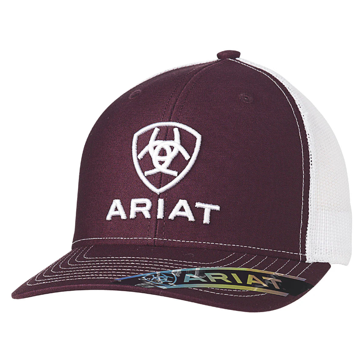 ARIAT R112 SNAPBACK WHITE EMBROIDERY BURGUNDY