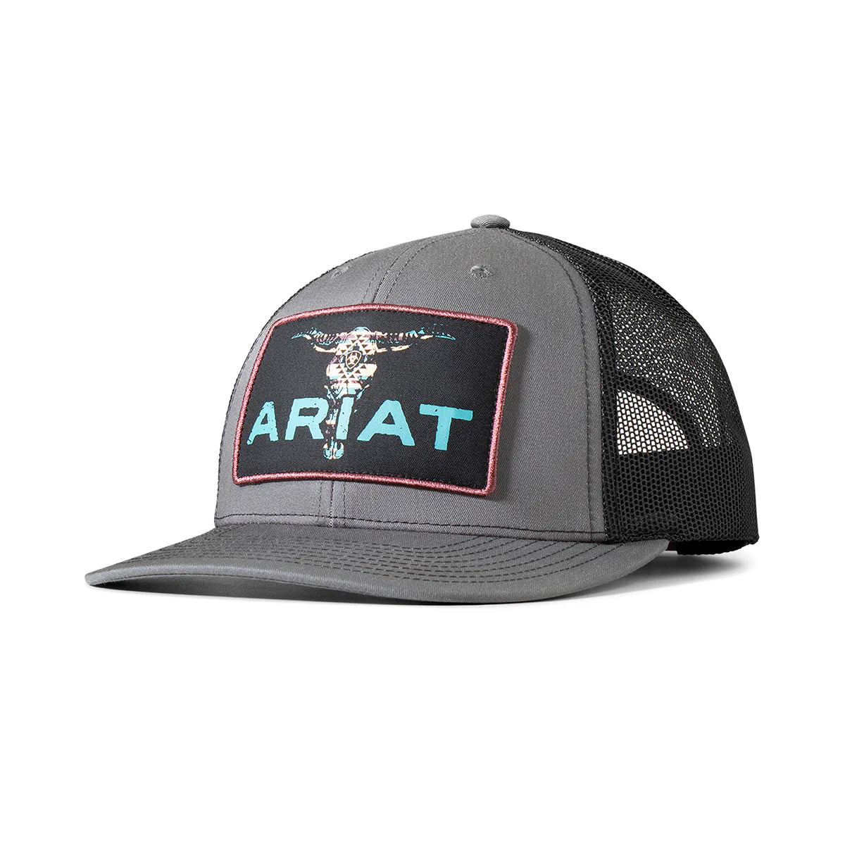 ARIAT MENS CAP BULL SKULL PATCH CHARCOAL