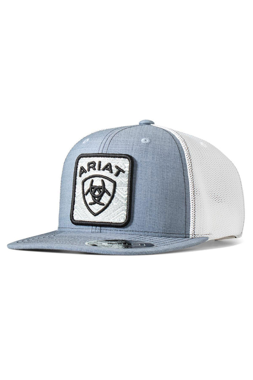 ARIAT MENS FLEXFIT 110 CAP AZTEC PATCH DENIM COLOR