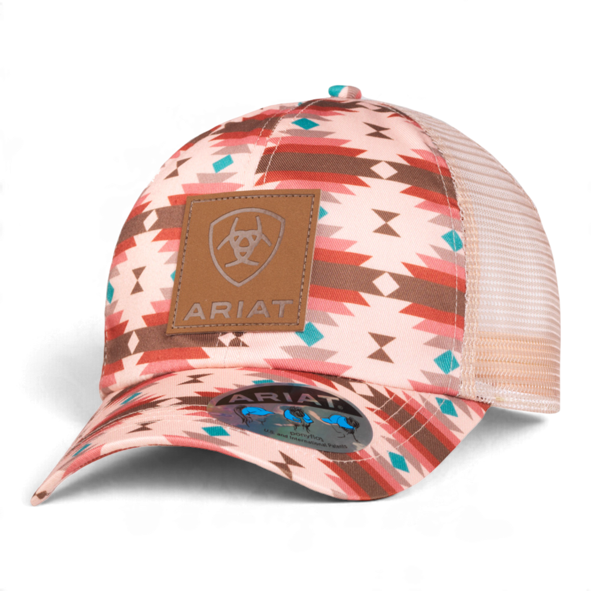 ARIAT GIRLS PONYFLO CAP AZTEC PRINT LOGO PINK