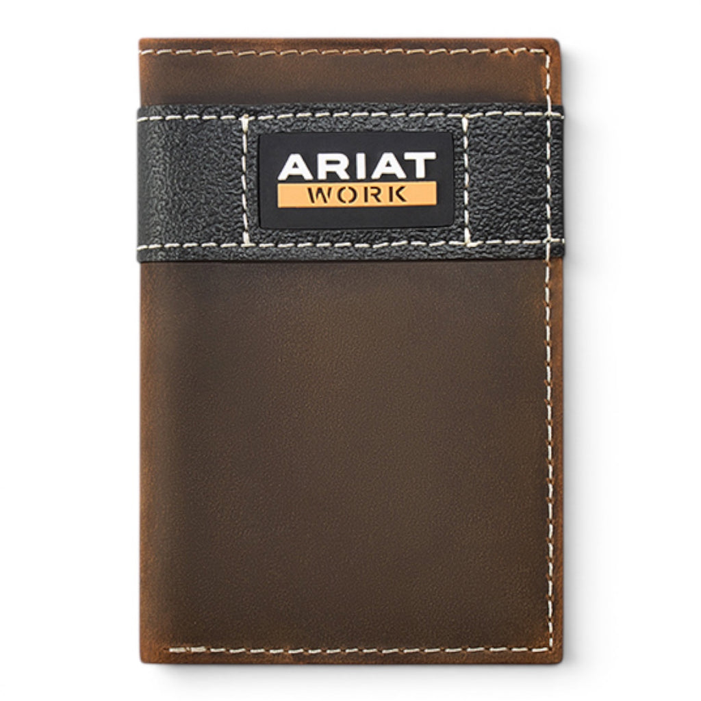 ARIAT WORK WALLET TRIFOLD BROWN
