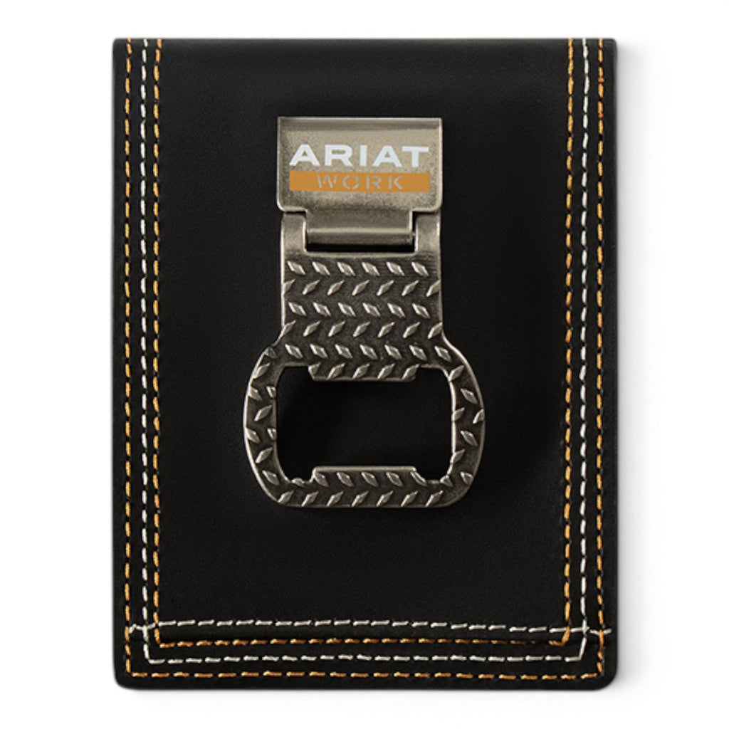 ARIAT WORK WALLET BIFOLD BOTTLE MONEY CLIP BLACK