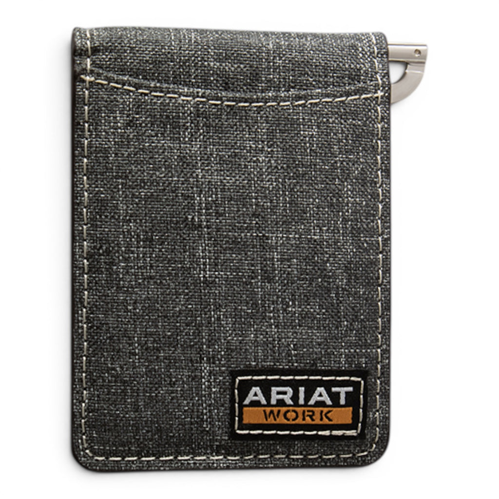 ARIAT WORK WALLET BIFOLD MONEY CLIP GREY